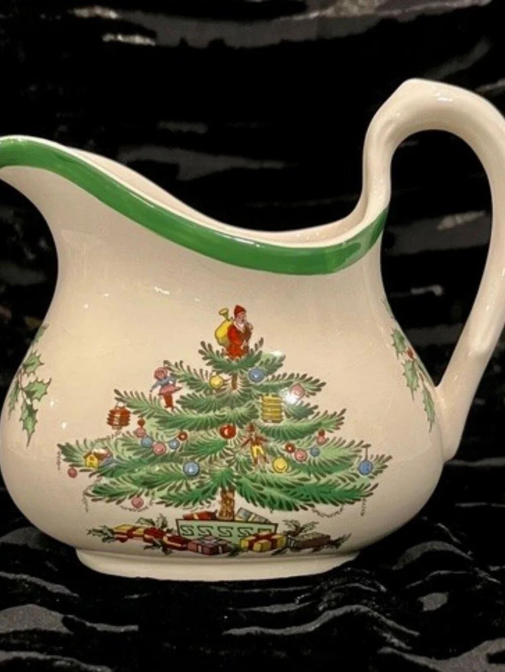 Vintage Spode Christmas Tree Sugar Bowl & Creamer Set Made In England